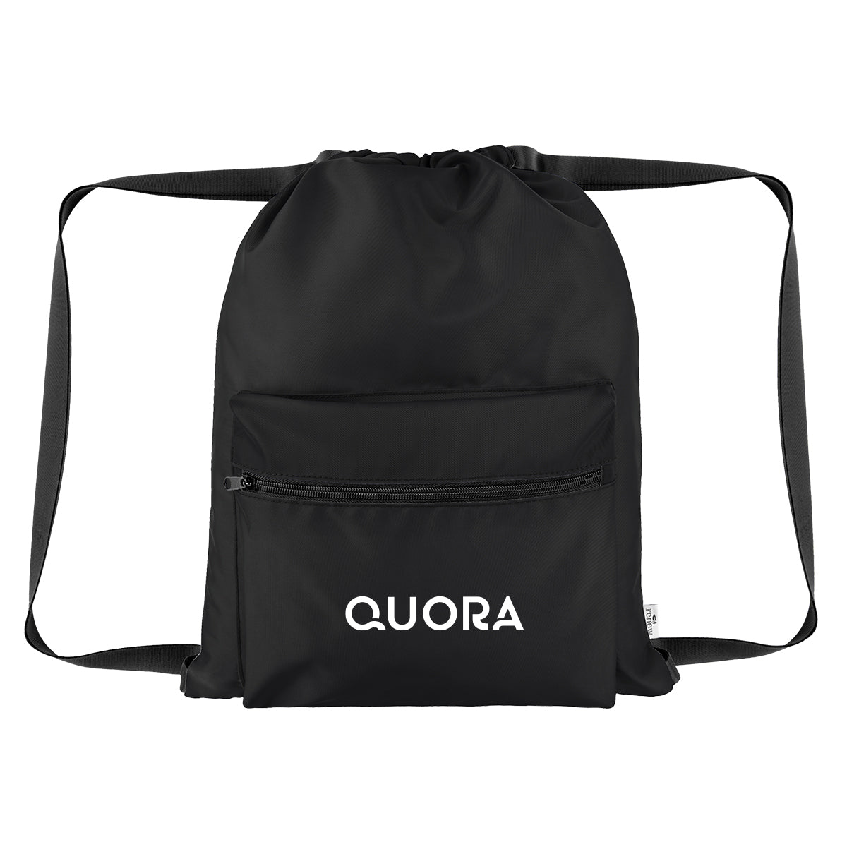 Anywhere Drawstring Bag in Recycled PET - Black - Silk Screen