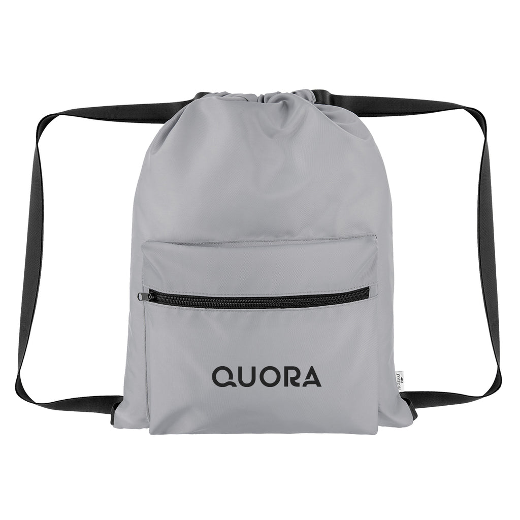 Anywhere Drawstring Bag in Recycled PET - Gray - Silk Screen