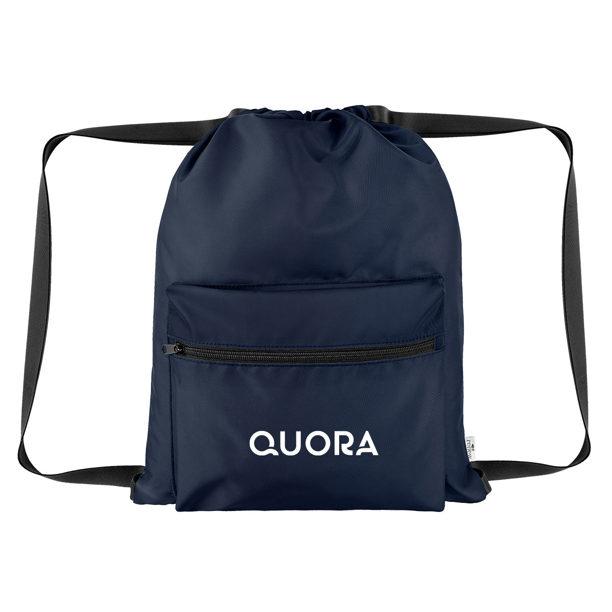 Anywhere Drawstring Bag in Recycled PET - Navy - Silk Screen