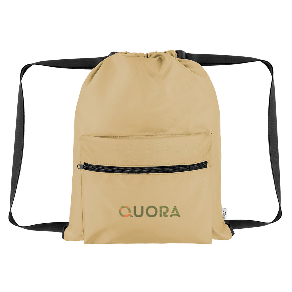 Anywhere Drawstring Bag in Recycled PET - Tan - Colorbrite