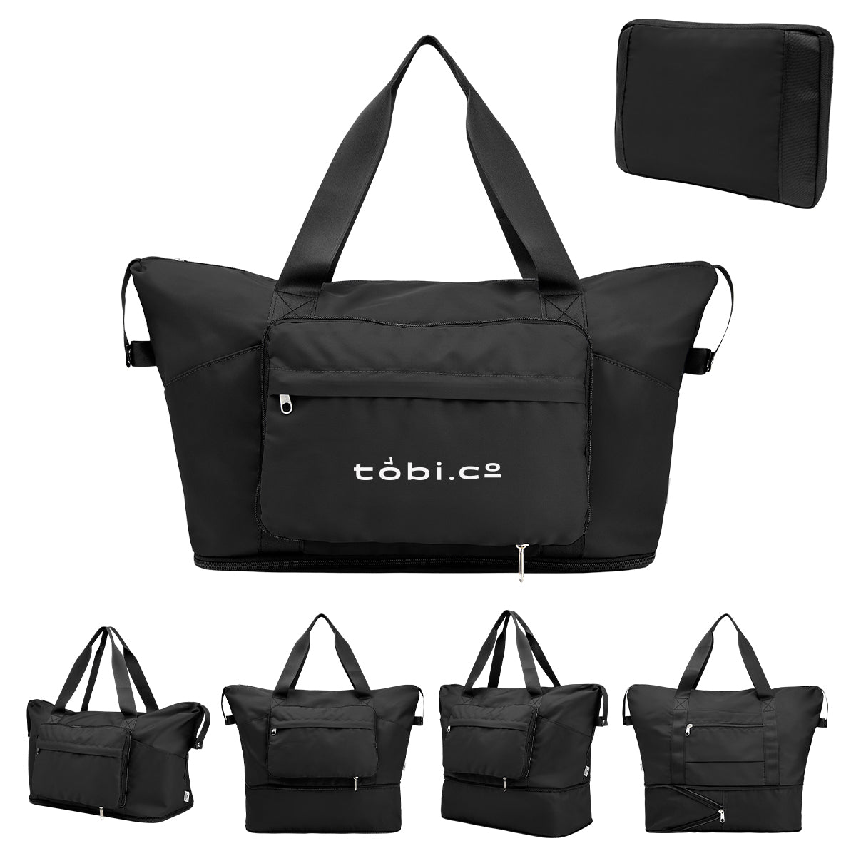 Anywhere Expandable Duffel Bag in Recycled PET - Black - Silk Screen