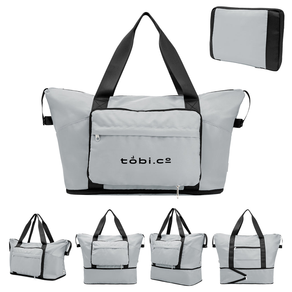 Anywhere Expandable Duffel Bag in Recycled PET - Gray - Silk Screen