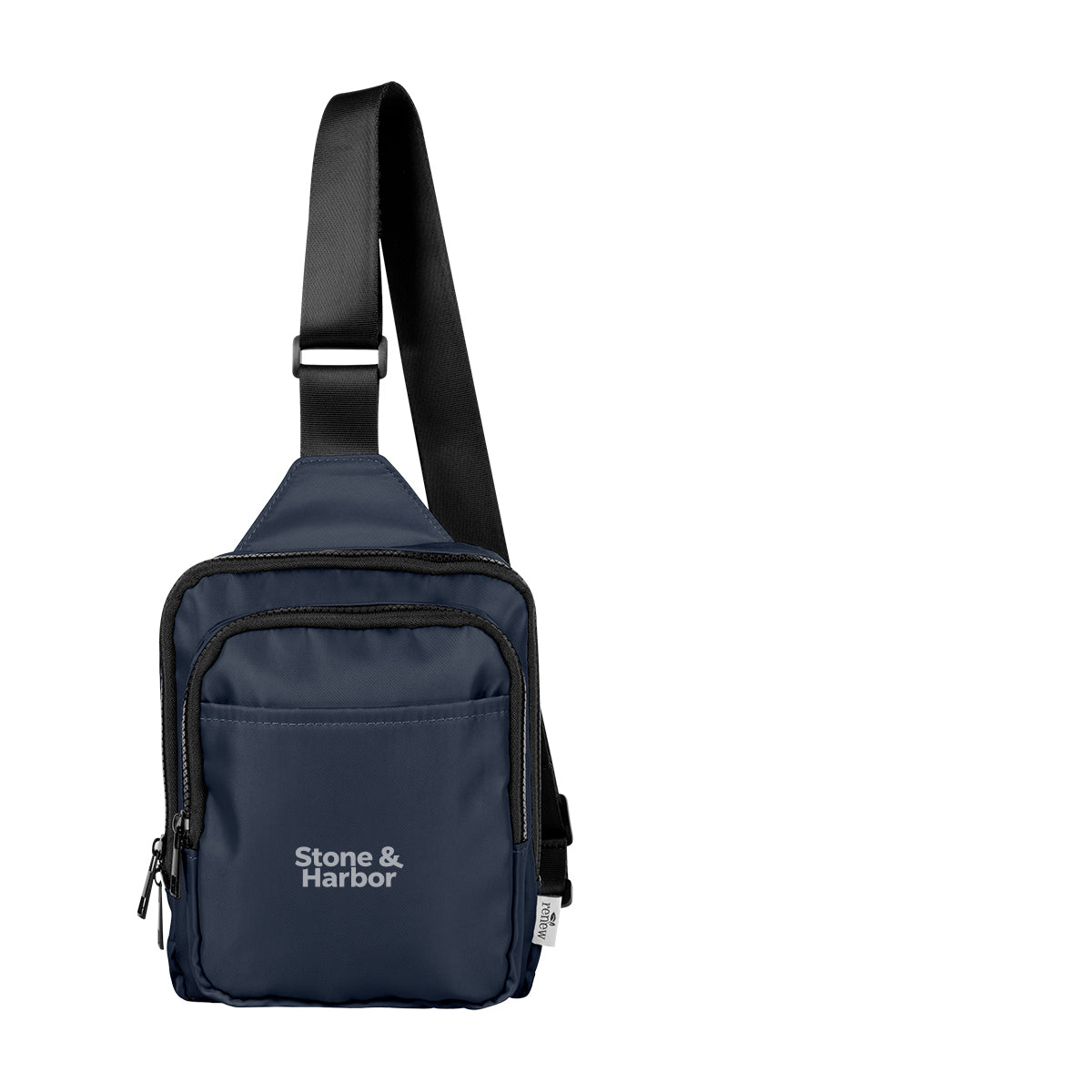 Anywhere Sport Sling Bag in Recycled PET - Navy - Silk Screen