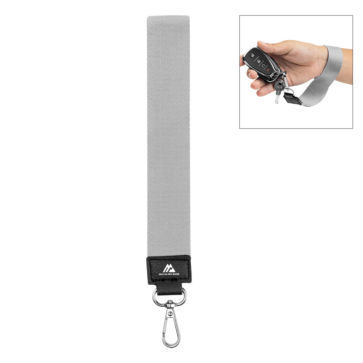 Anywhere Wrist Strap with Carabiner - Gray - Pad Print