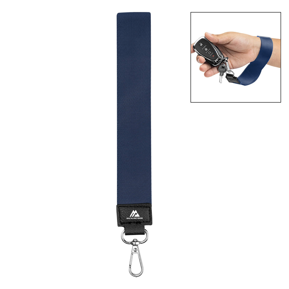 Anywhere Wrist Strap with Carabiner - Navy - Pad Print