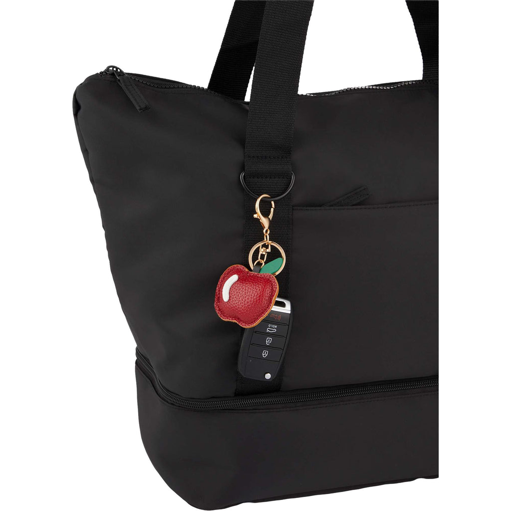 Apple Shaped Faux Leather Keychain - Red - Propped