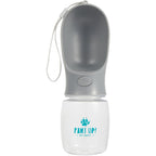 AquaPup Dog Water Bottle with Built-In Bowl, 10 oz - Gray - Front