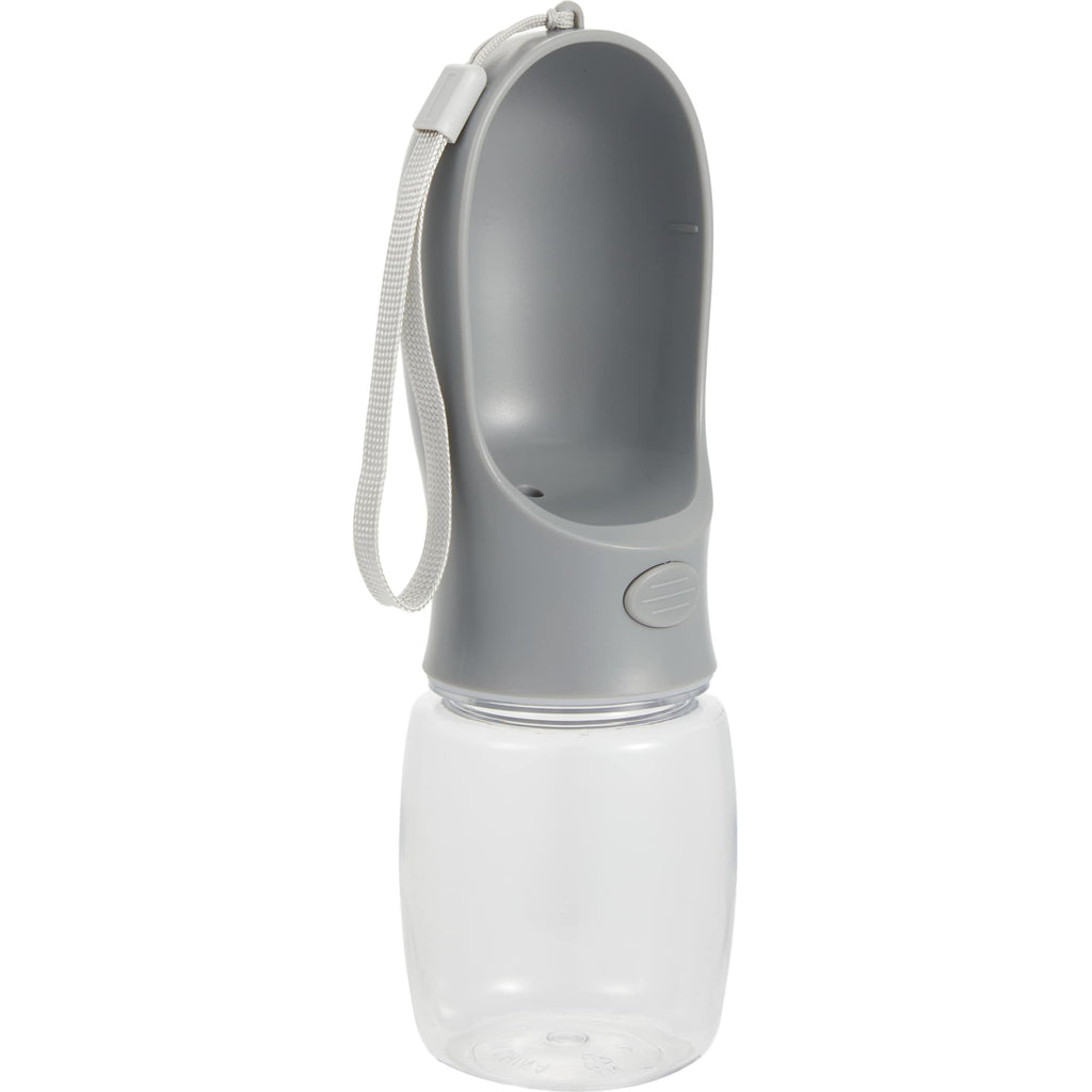 AquaPup Dog Water Bottle with Built-In Bowl, 10 oz - Gray - Right Angle