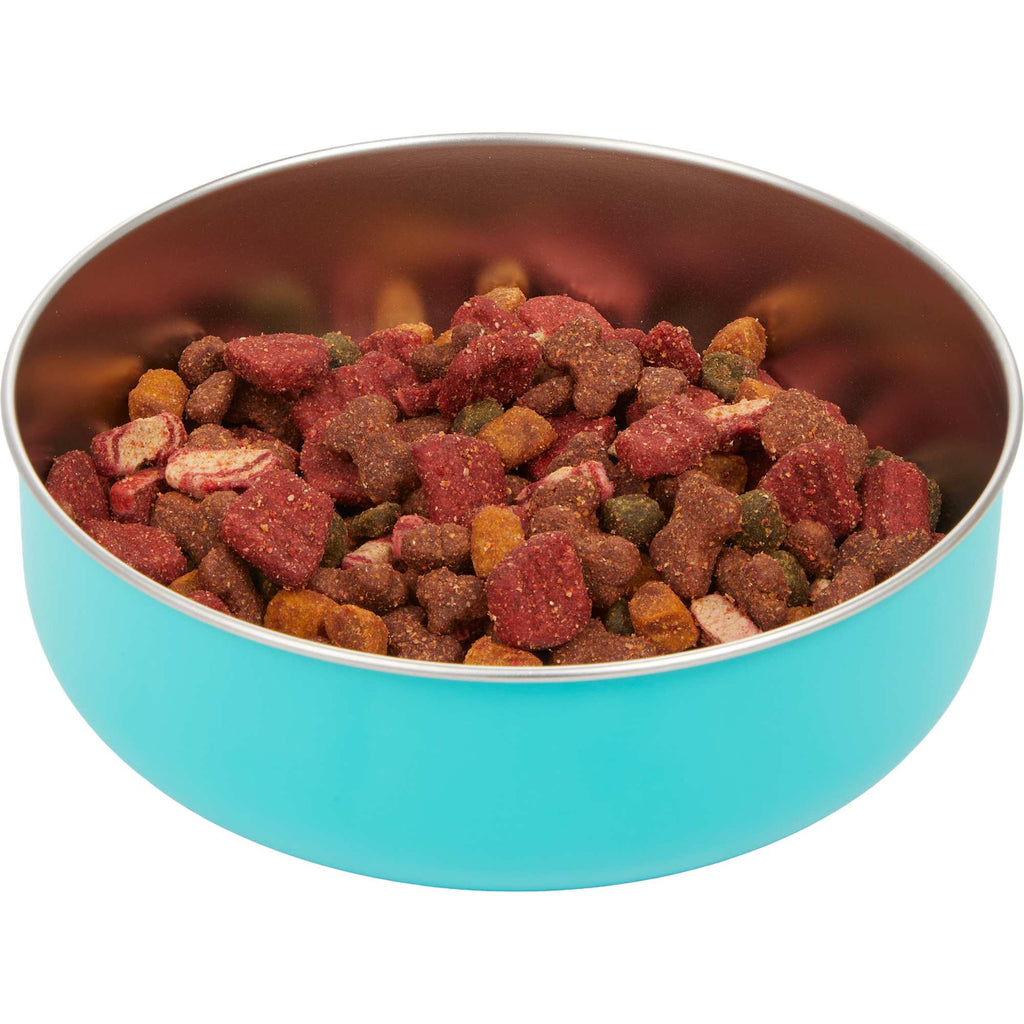 AquaPup Stainless Steel Pet Bowl, 32 oz Laser Engraving - Turquoise - Detail