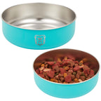 AquaPup Stainless Steel Pet Bowl, 32 oz Laser Engraving - Turquoise - Front Default