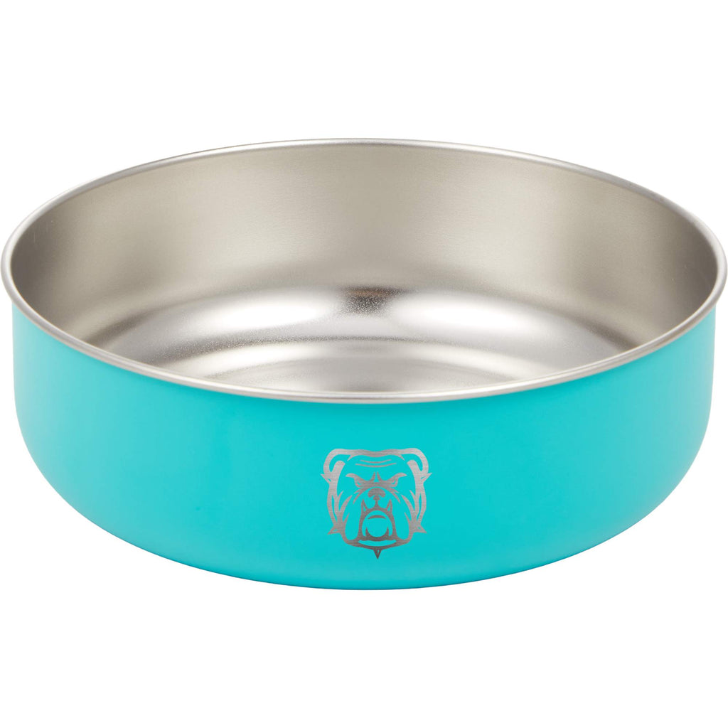 AquaPup Stainless Steel Pet Bowl, 32 oz Laser Engraving - Turquoise - Front