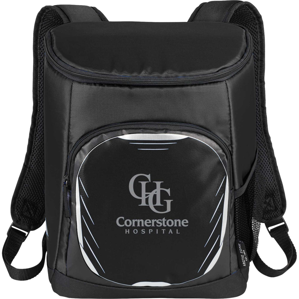 Arctic Zone Cooler Backpack for 18 Cans Embroidery - Black - Front