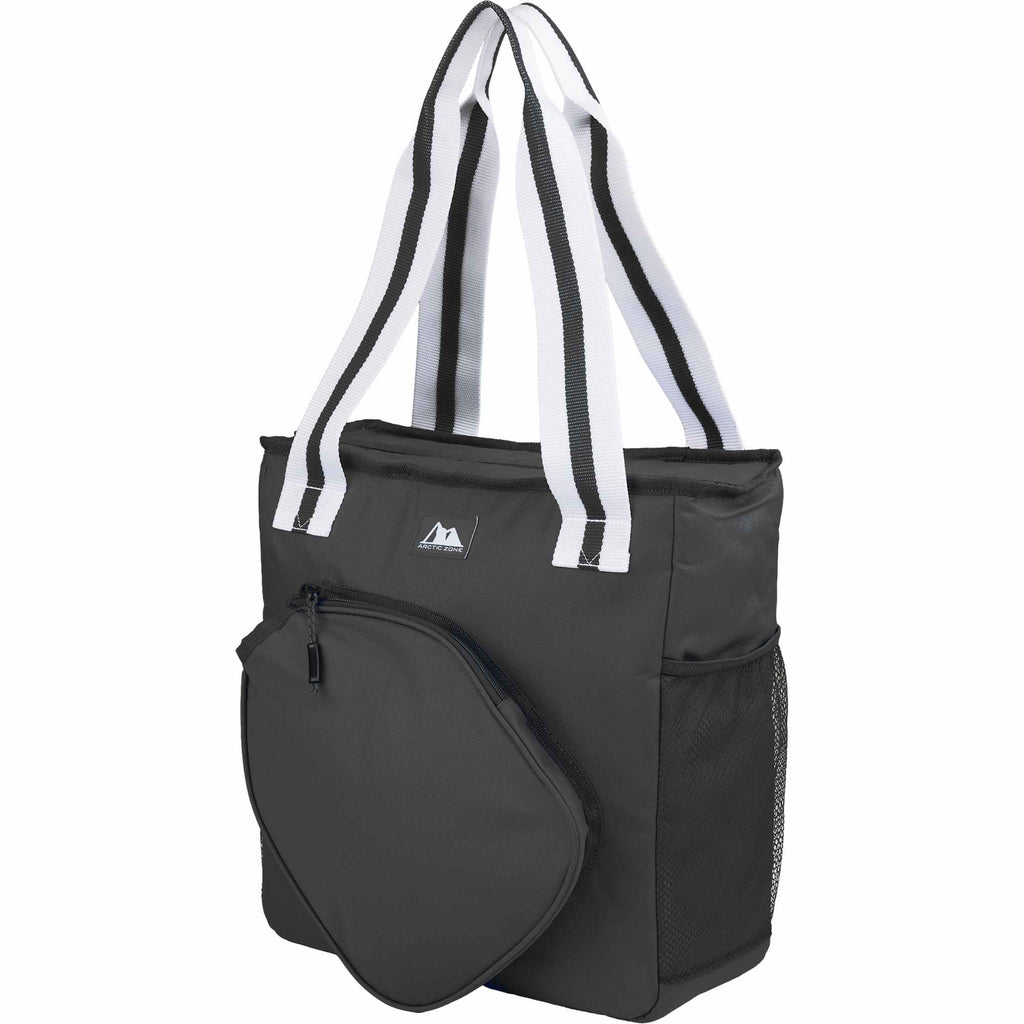 Arctic Zone Pickleball Tote Cooler for 20 Cans Embroidery - Black - Left Angle