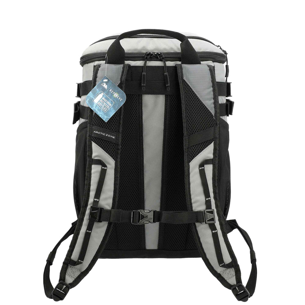 Arctic Zone Recycled Backpack Cooler with Sling Transfer - Gray - Back