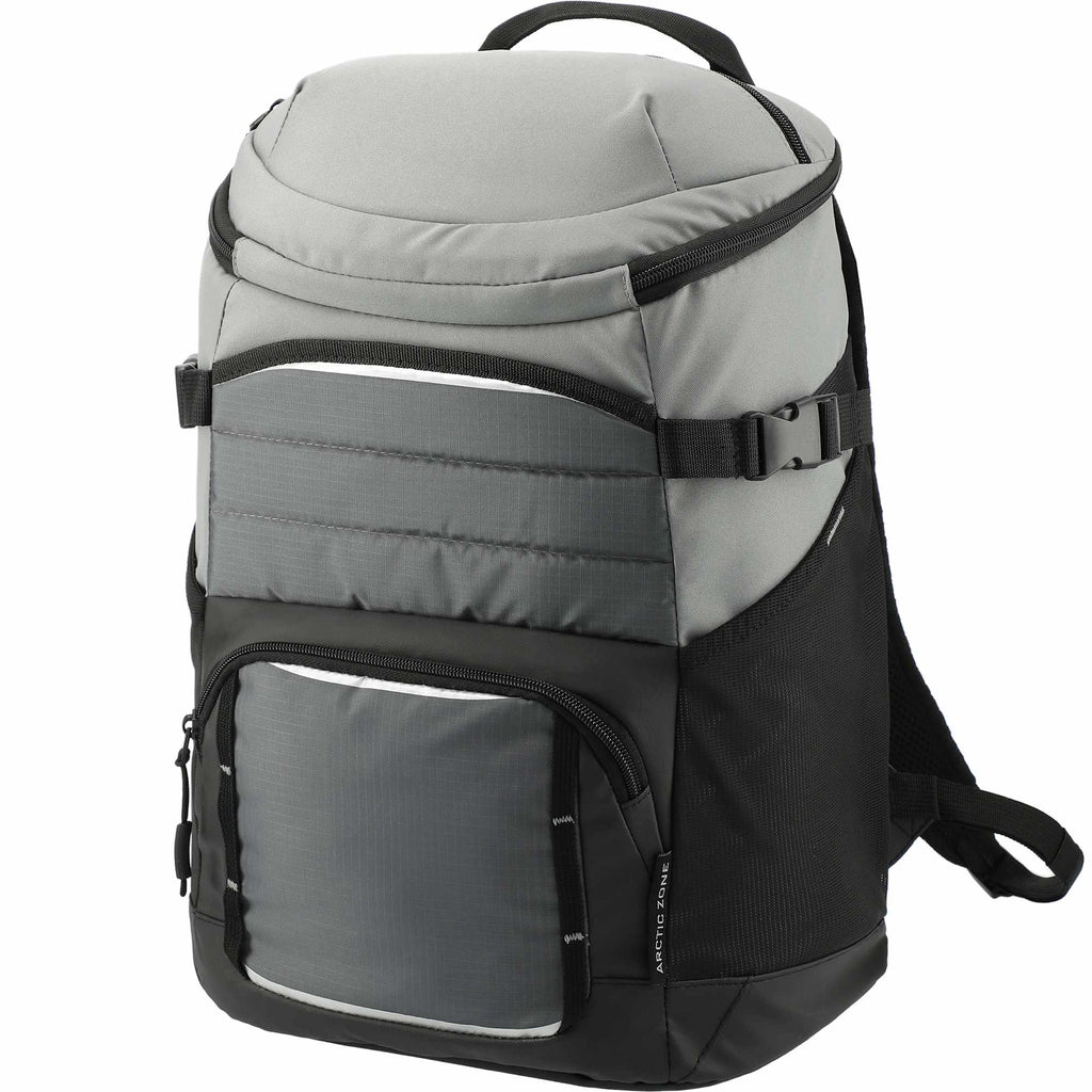 Arctic Zone Recycled Backpack Cooler with Sling Transfer - Gray - Left Angle