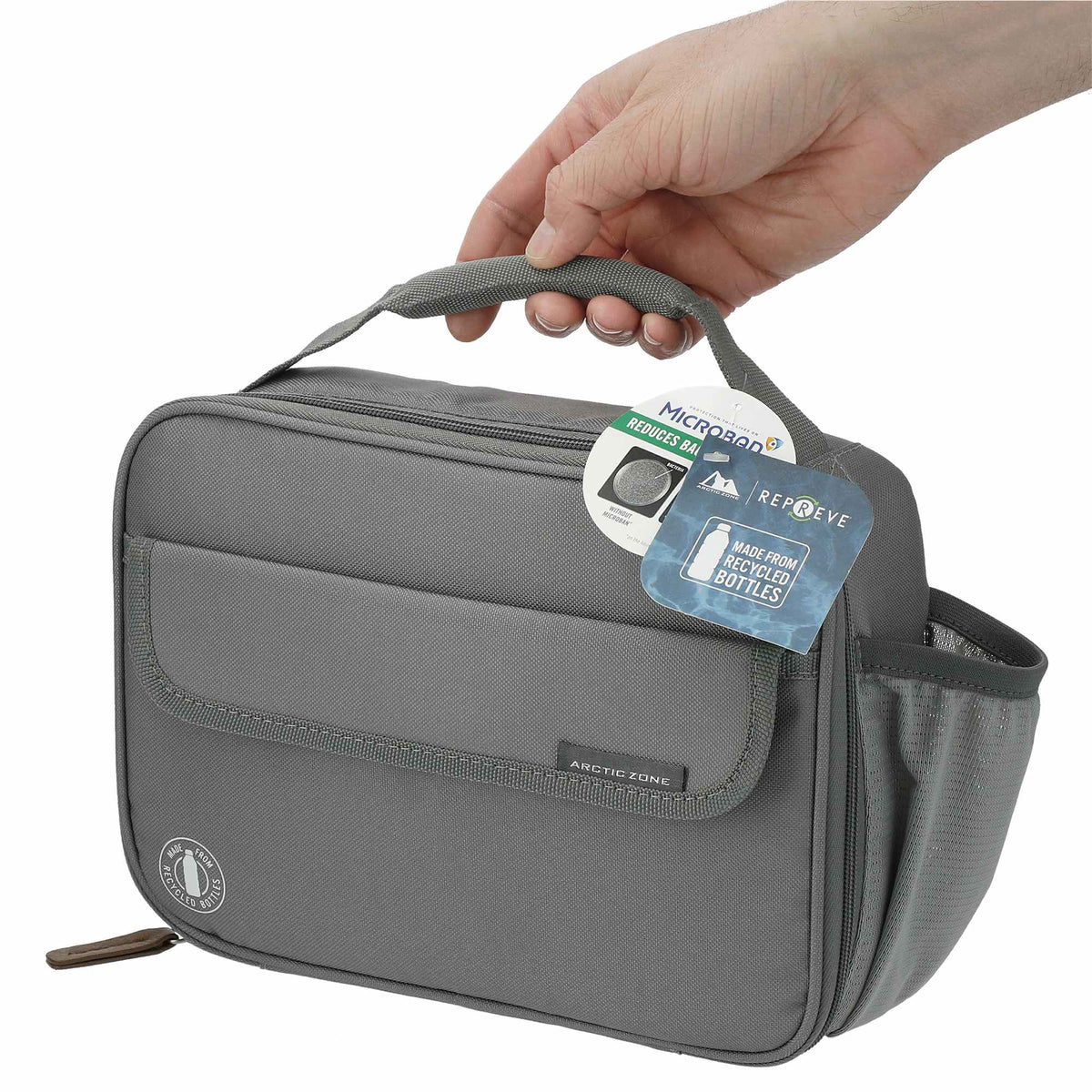 Arctic Zone Recycled Front Opening Lunch Cooler Transfer - Gray - Left Angle
