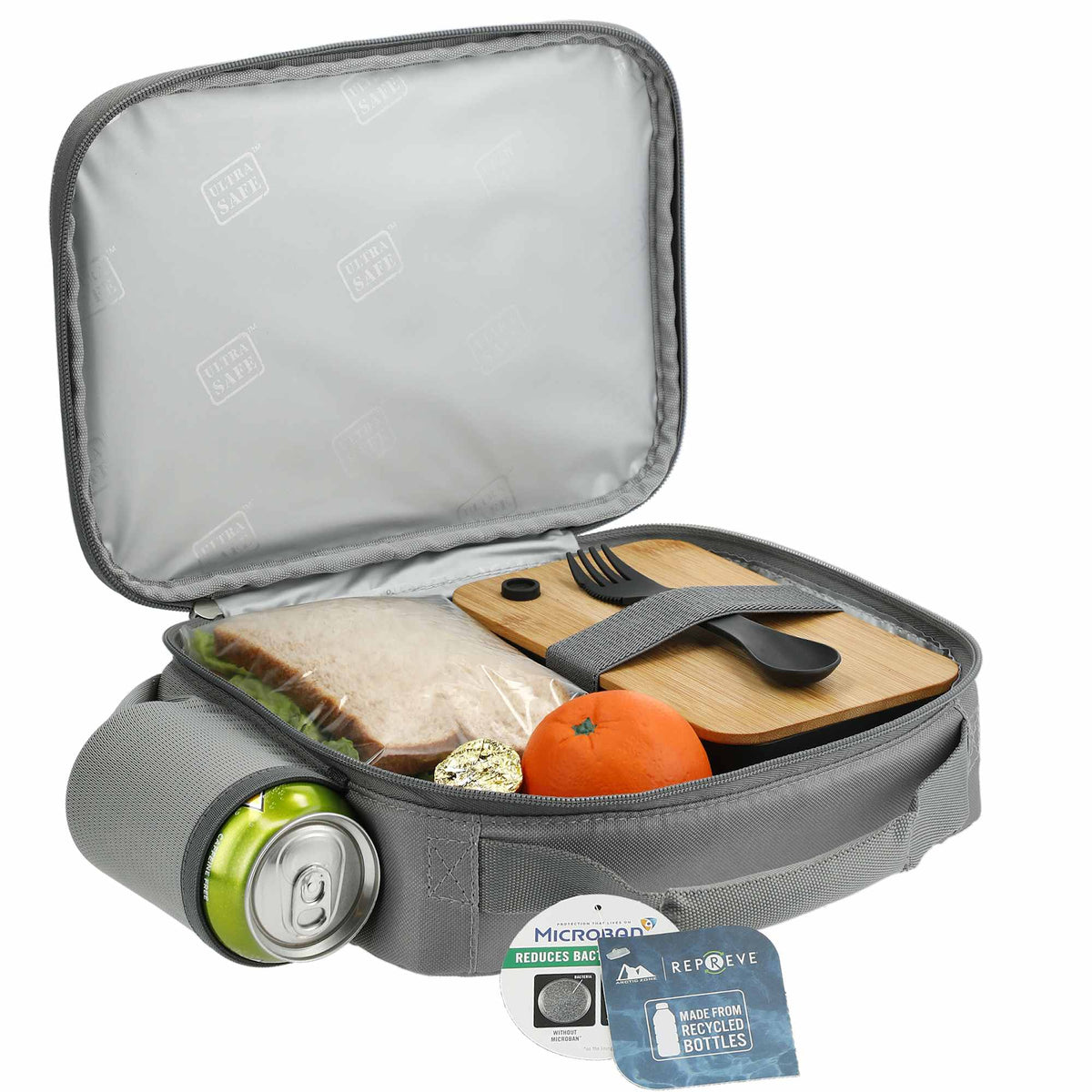Arctic Zone Recycled Front Opening Lunch Cooler Transfer - Gray - Right Angle