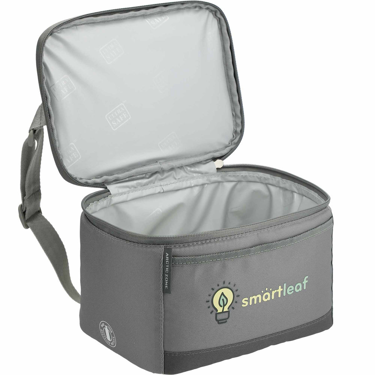 Arctic Zone Recycled Lunch Cooler with Shoulder Strap, 6 Cans Transfer - Gray - Right Angle