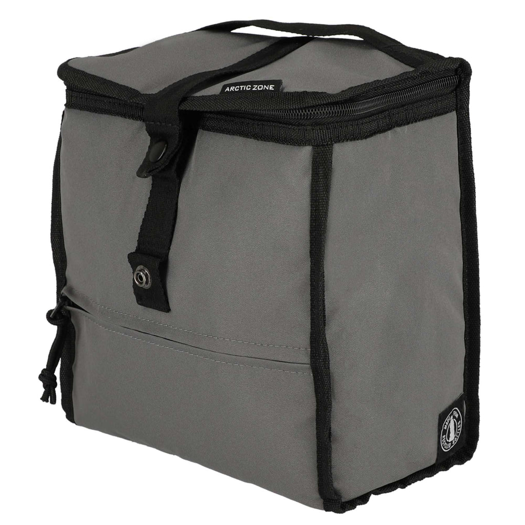 Arctic Zone Recycled Lunch Cooler with Snap Top, 6 Cans Transfer - Gray - Right Angle