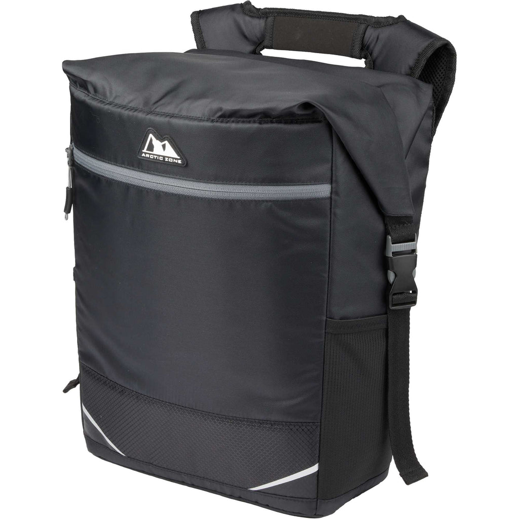 Arctic Zone Rolltop Backpack Cooler for 20 Cans Transfer - Black - Left Angle