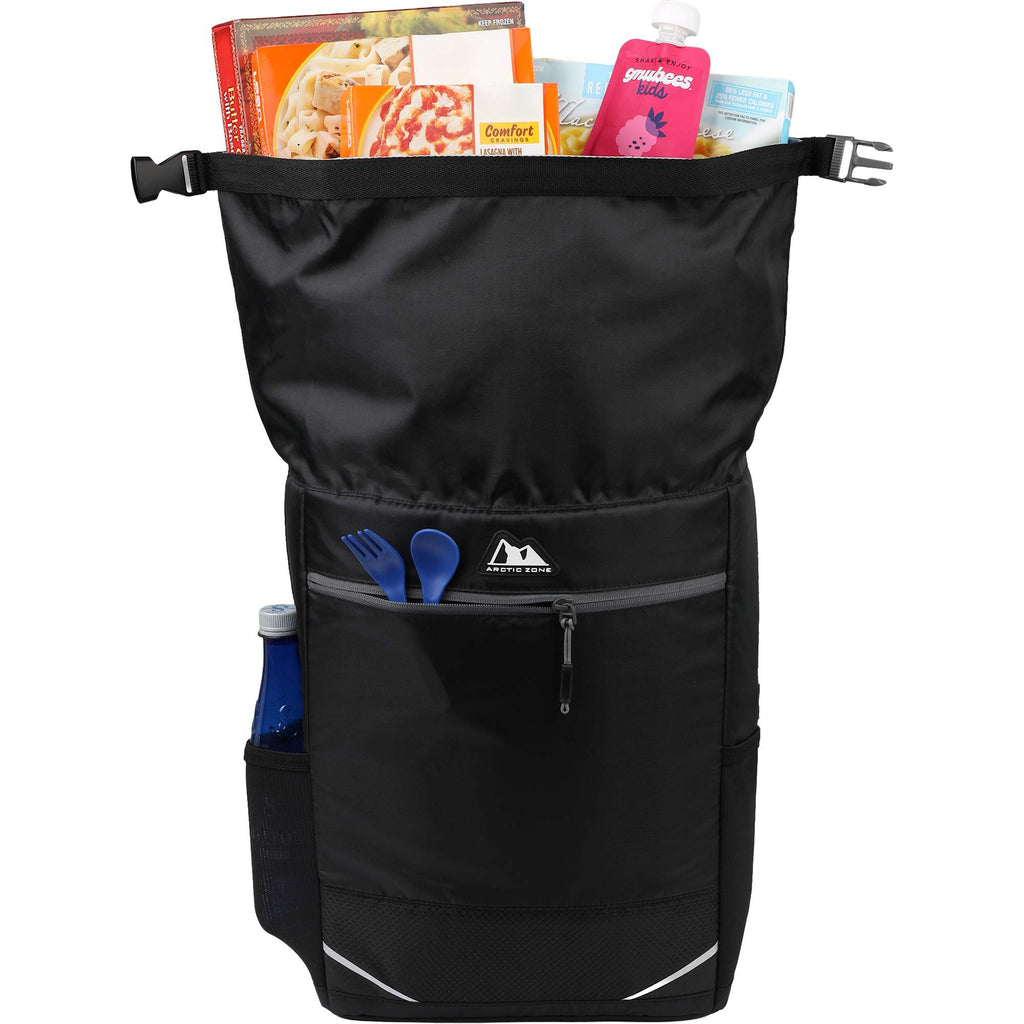 Arctic Zone Rolltop Backpack Cooler for 20 Cans Transfer - Black - Propped