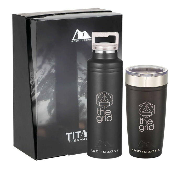 Arctic Zone Titan Thermal HP Copper Bottle and Tumbler Gift Set Laser Engraving