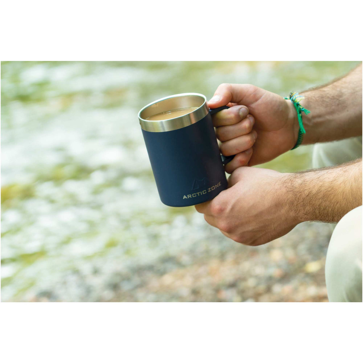 Arctic Zone Titan Thermal HP Copper Insulated Mug, 14 oz Laser Engraving - Navy - Front 3