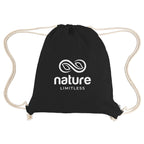 Arden Drawstring Bag in Recycled Cotton - Black - Silk Screen