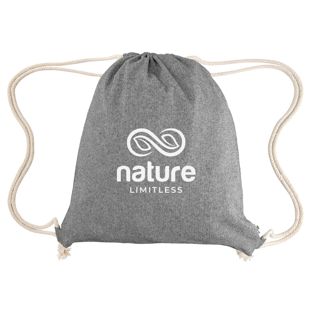 Arden Drawstring Bag in Recycled Cotton - Gray - Silk Screen