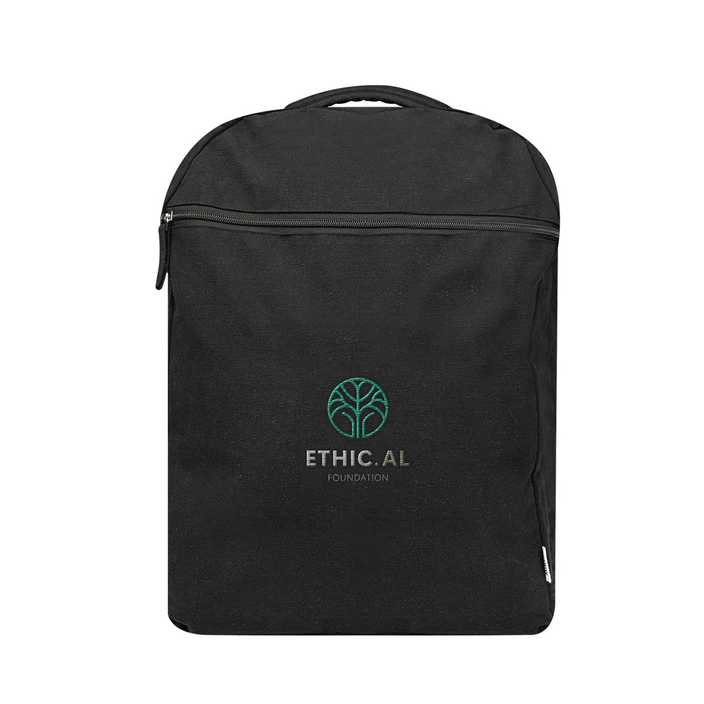 Arden Recycled Cotton Computer Backpack, 14 oz Embroidery - Black - Embroidery