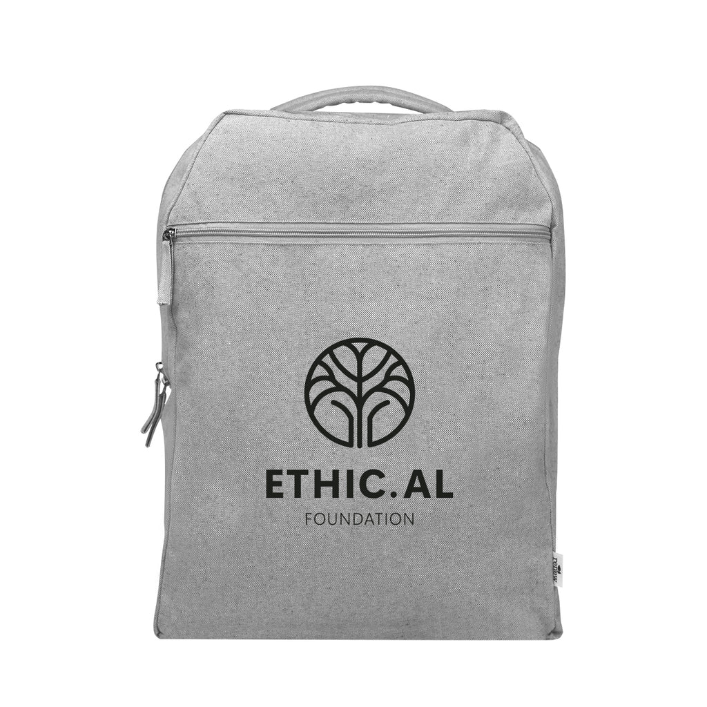 Arden Recycled Cotton Computer Backpack, 14 oz Embroidery - Gray - Silk Screen