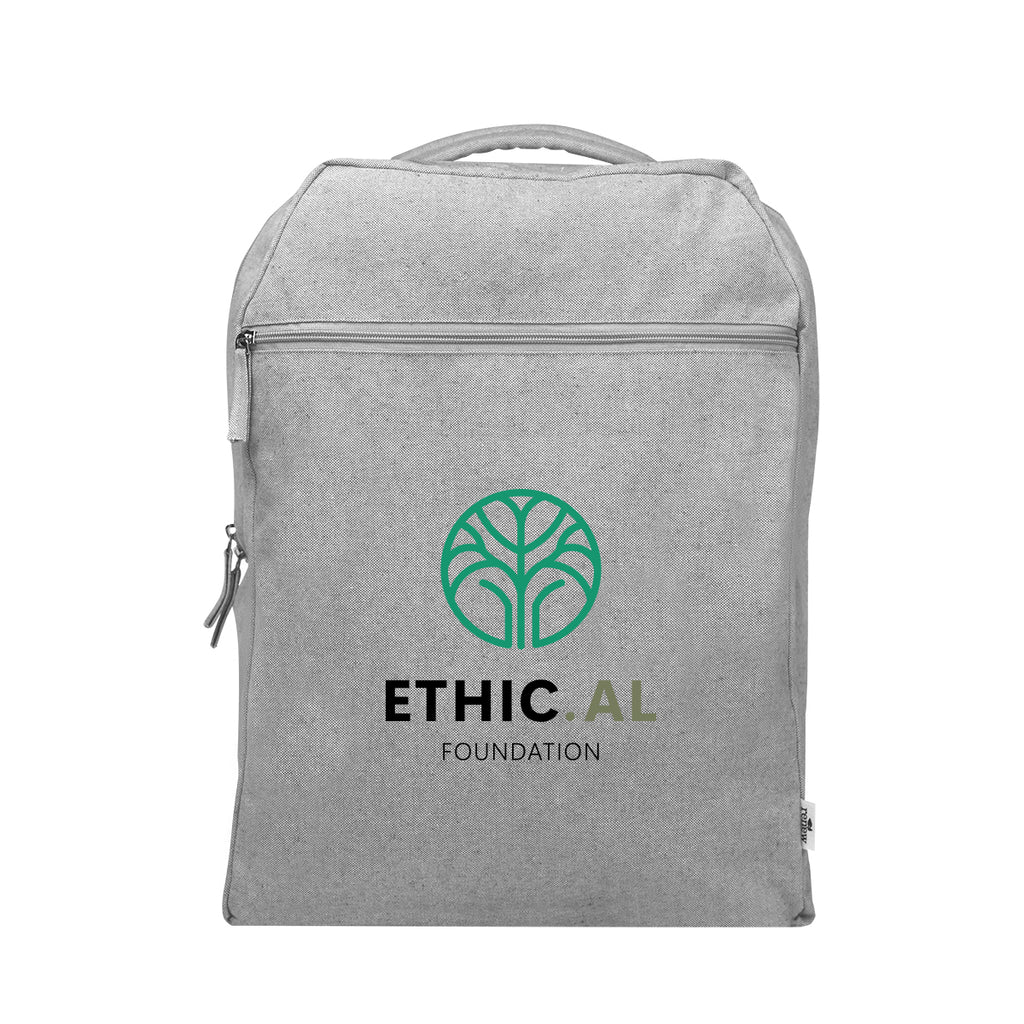 Arden Recycled Cotton Computer Backpack, 14 oz - Gray - Embroidery