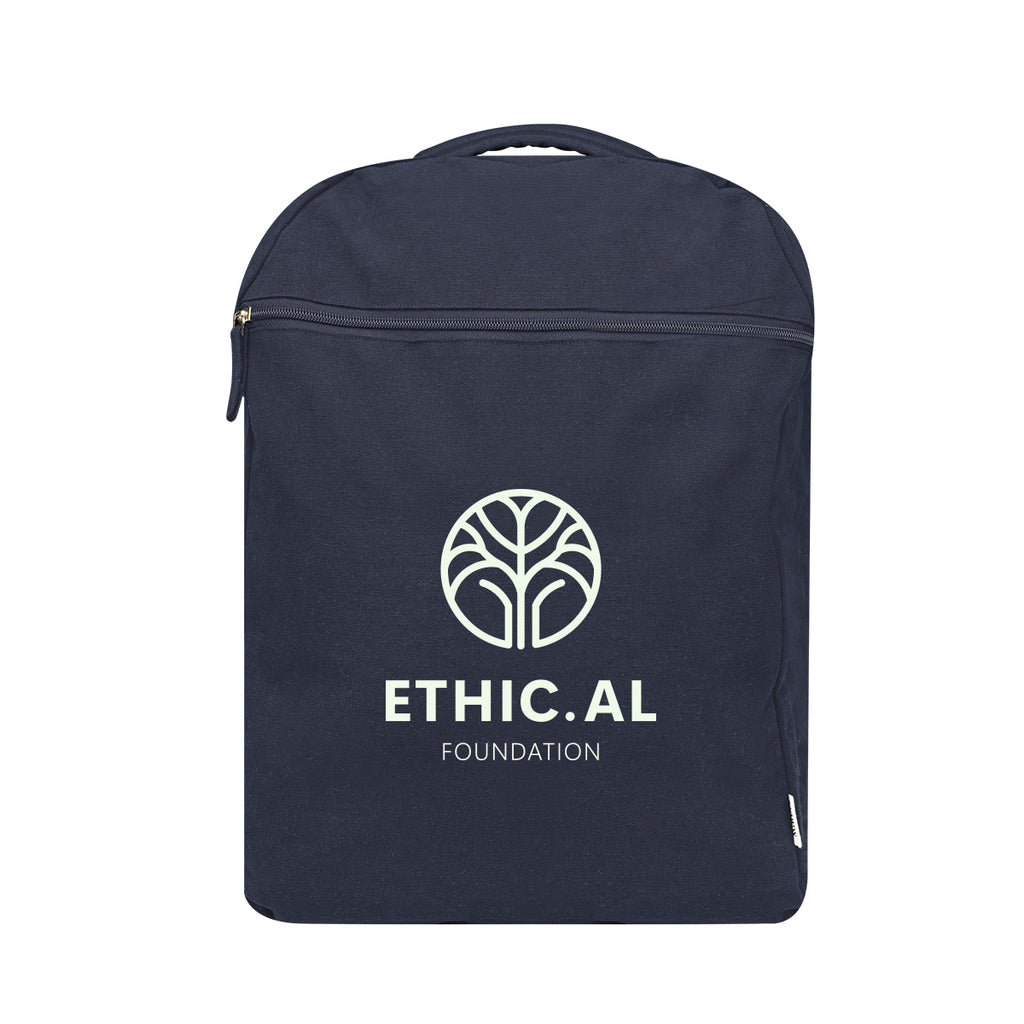 Arden Recycled Cotton Computer Backpack, 14 oz - Navy - Silk Screen