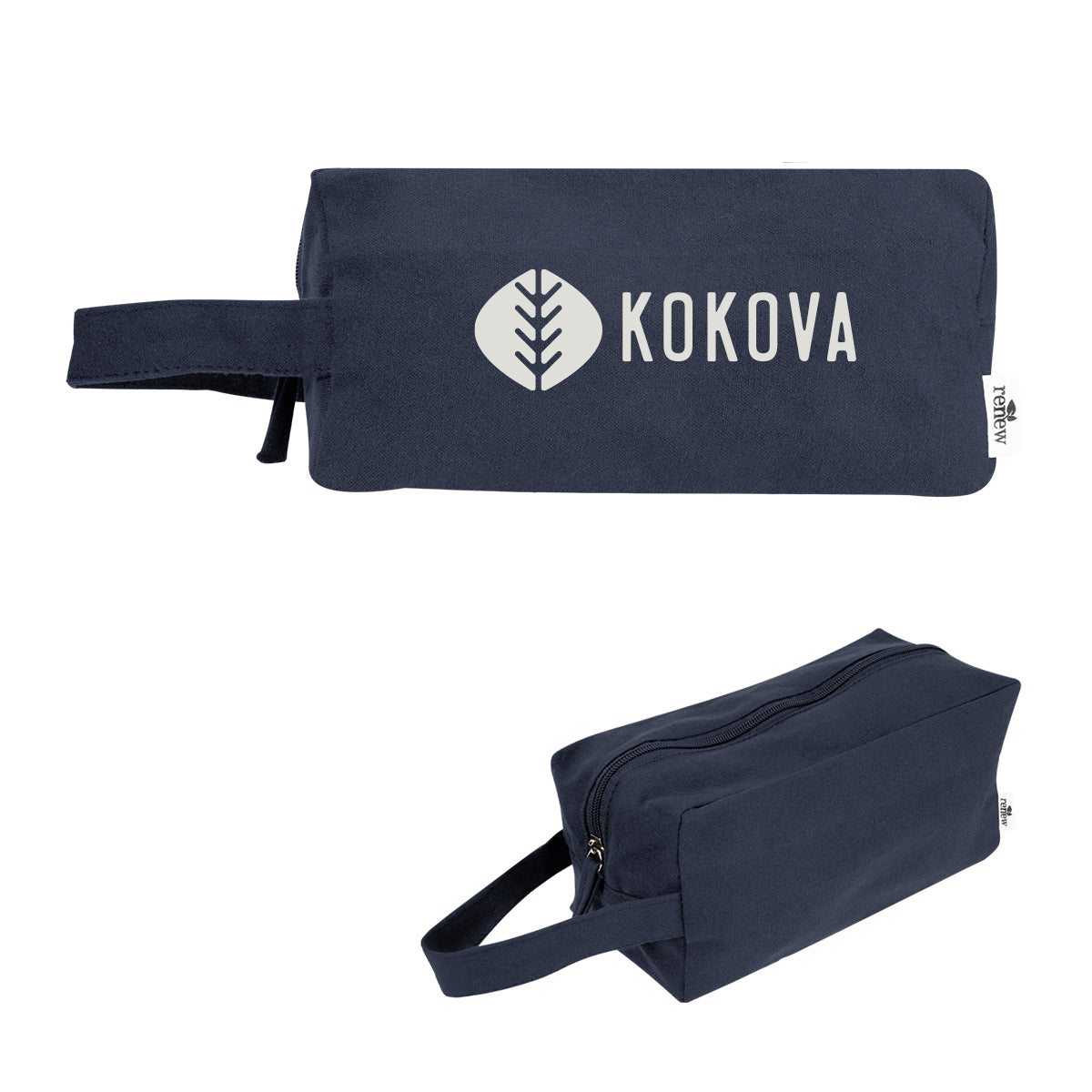 Arden Recycled Cotton Toiletry Bag, 2 oz - Navy - Silk Screen