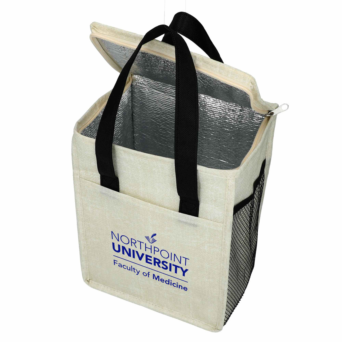 Ares Recycled Non-Woven Cooler for 12 Cans Full Color - Black - Front