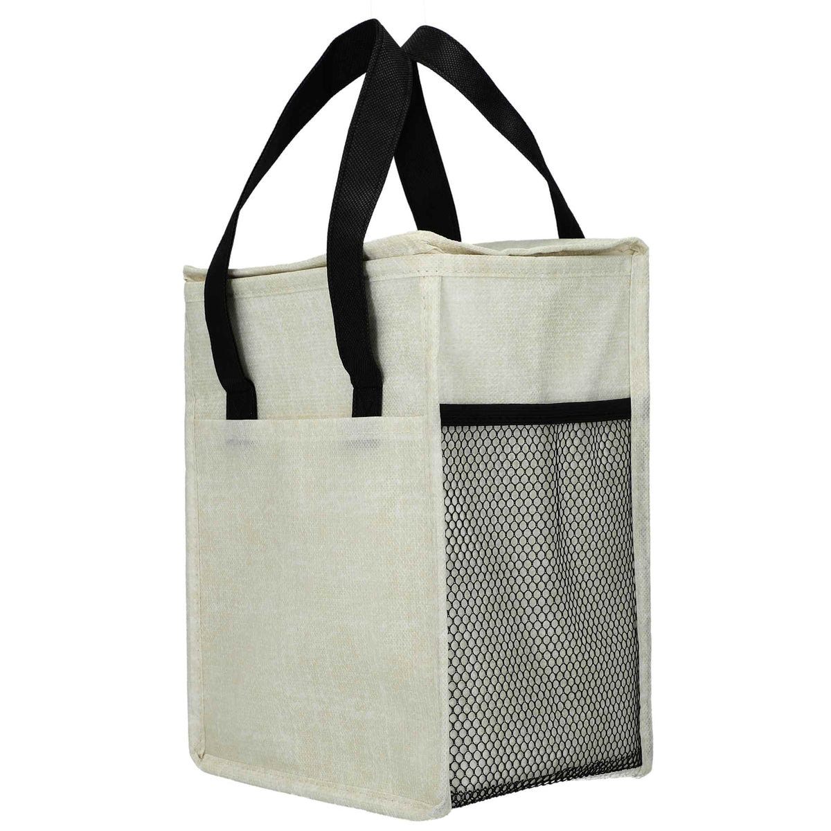 Ares Recycled Non-Woven Cooler for 12 Cans Full Color - Black - Left Angle 2