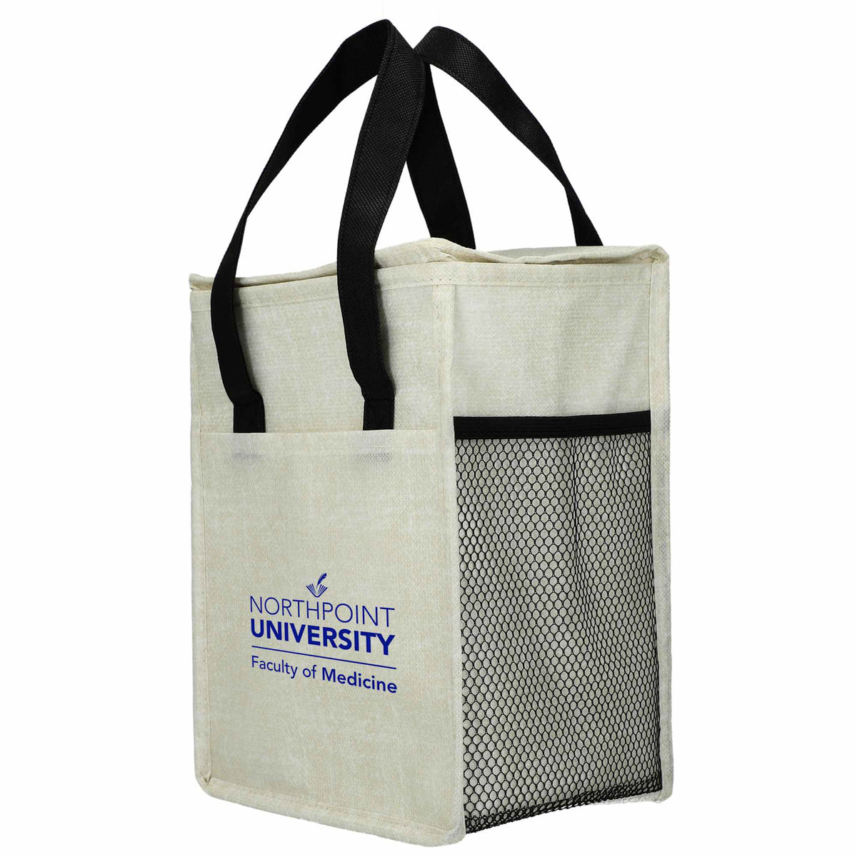 Ares Recycled Non-Woven Cooler for 12 Cans Full Color - Black - Left Angle