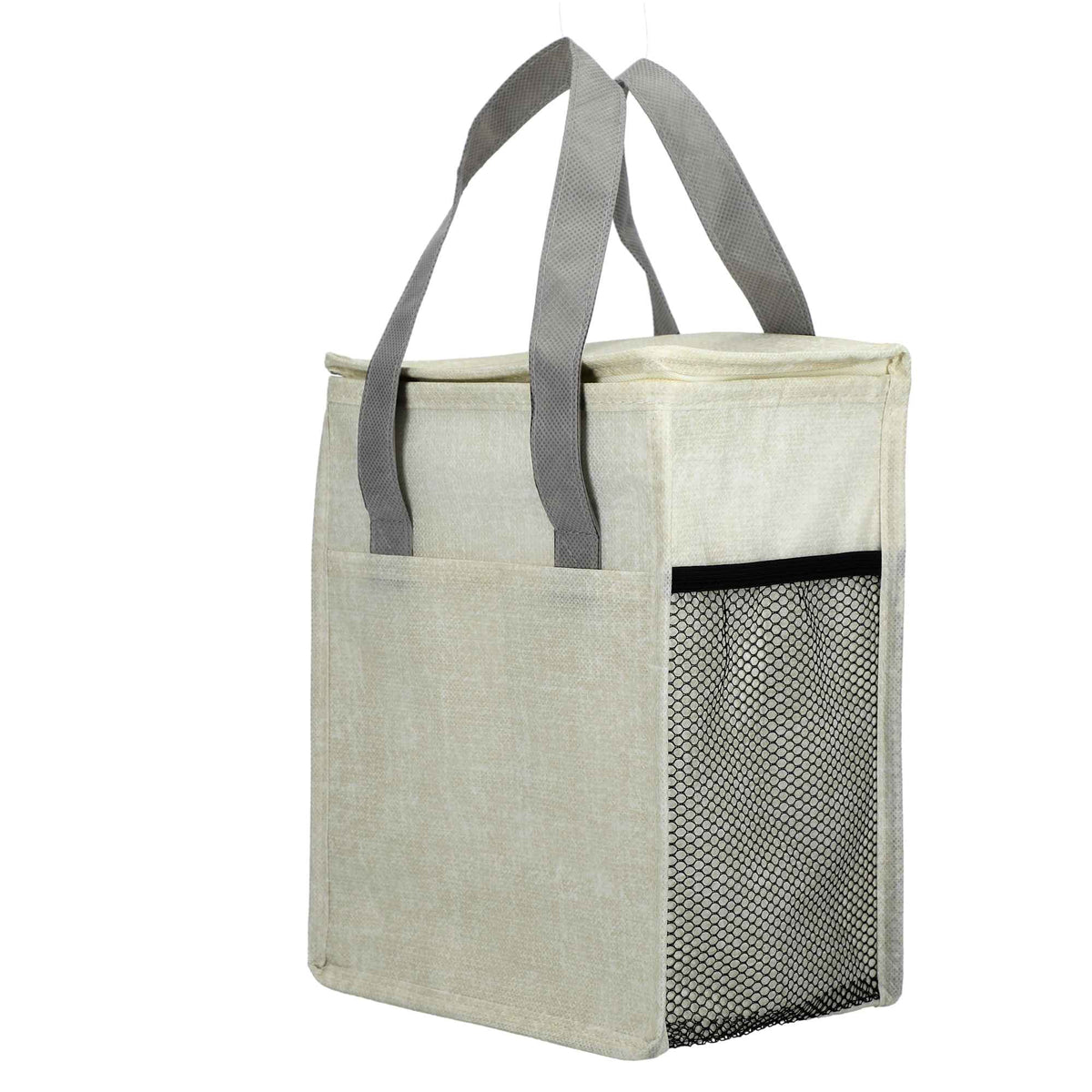 Ares Recycled Non-Woven Cooler for 12 Cans Full Color - Gray - Left Angle 2