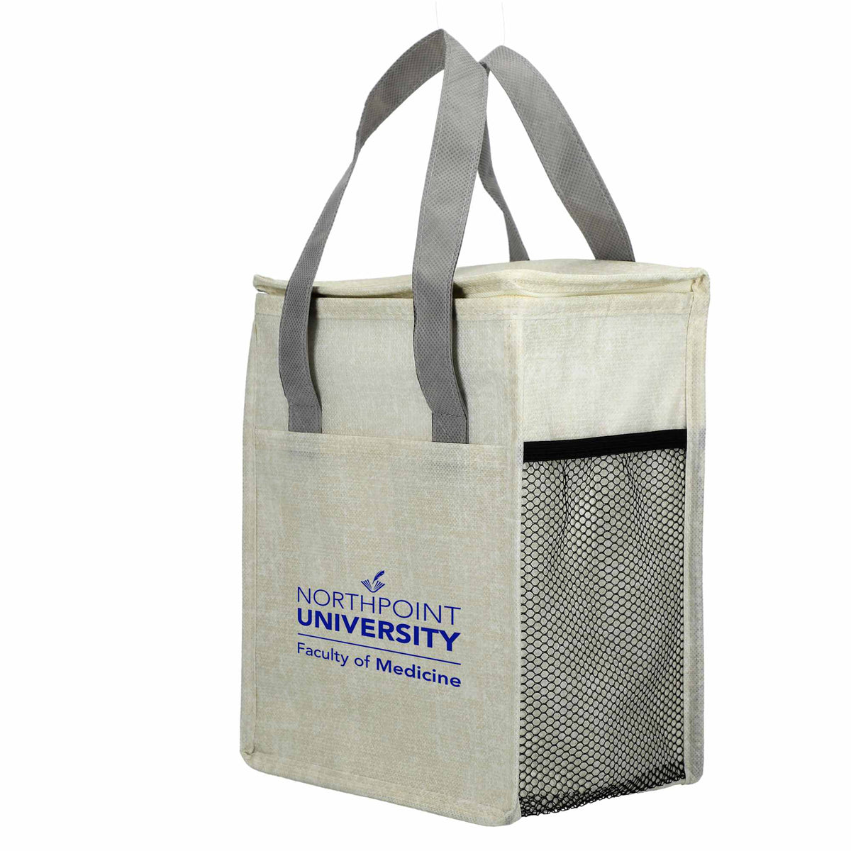 Ares Recycled Non-Woven Cooler for 12 Cans Full Color - Gray - Left Angle