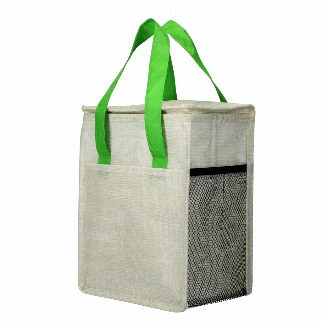 Ares Recycled Non-Woven Cooler for 12 Cans Full Color - Lime - Left Angle 2