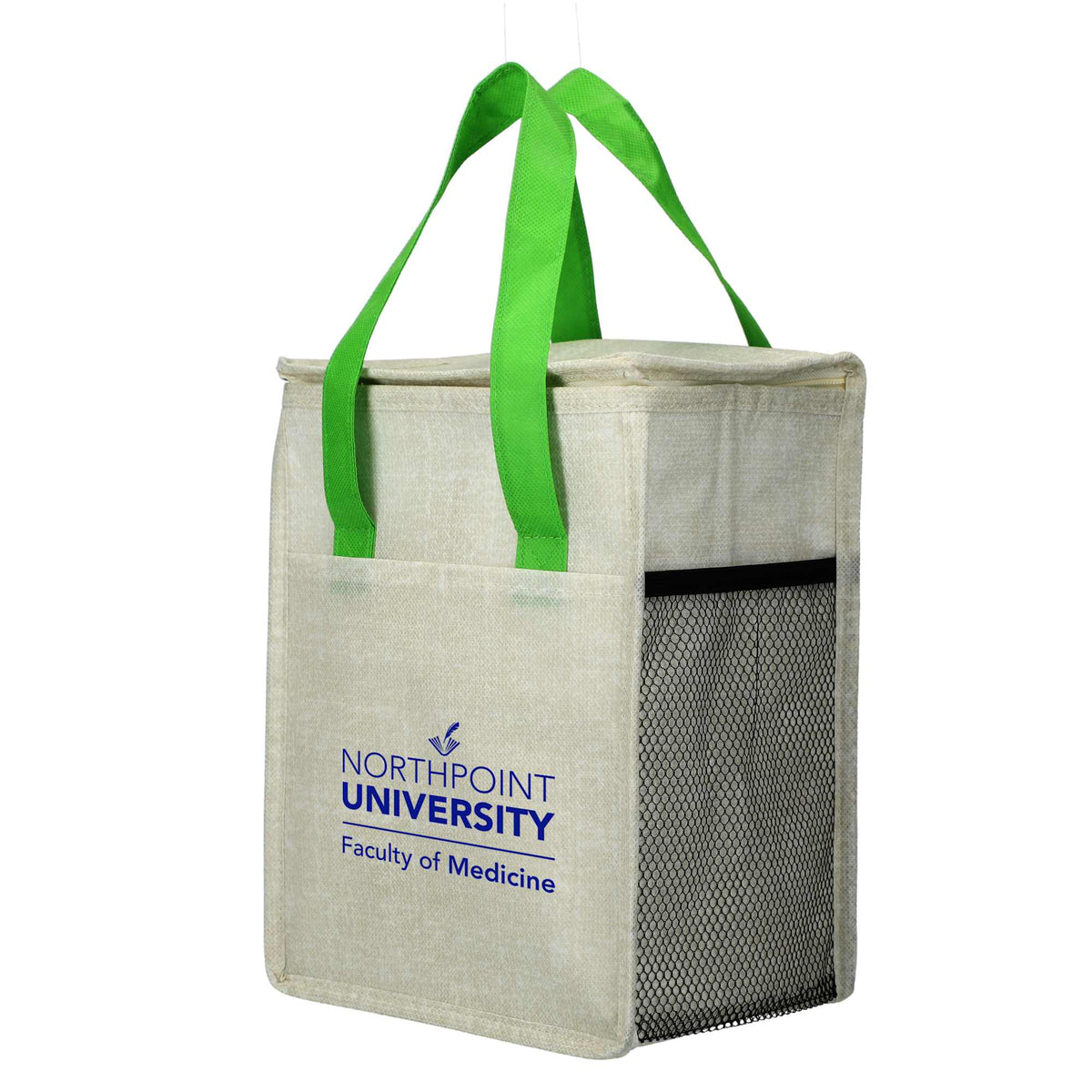 Ares Recycled Non-Woven Cooler for 12 Cans Full Color - Lime - Left Angle