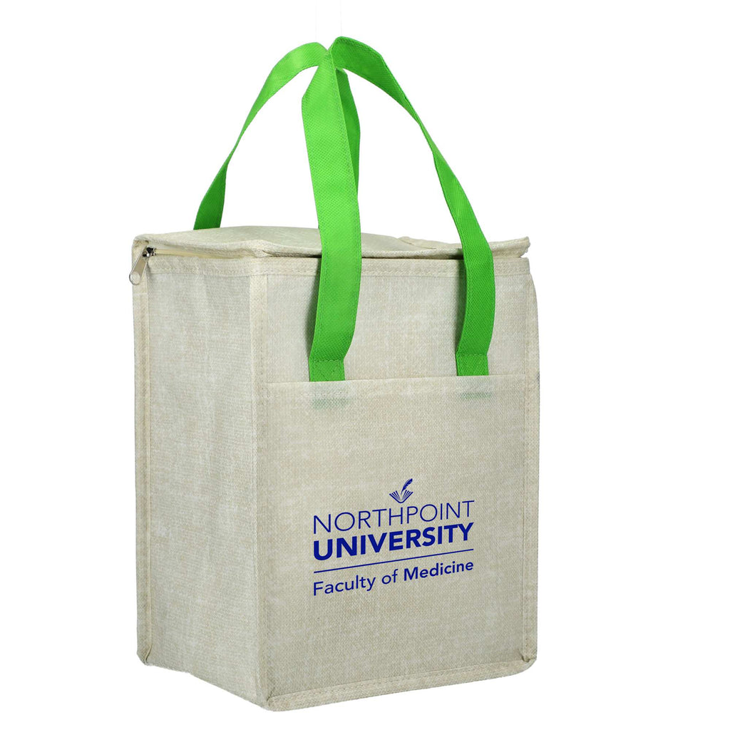 Ares Recycled Non-Woven Cooler for 12 Cans Full Color - Lime - Right Angle