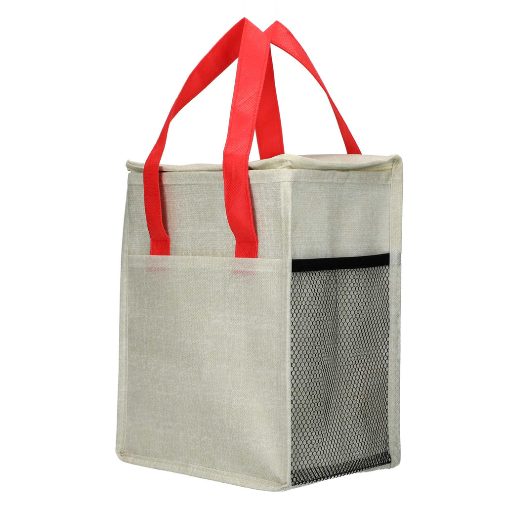 Ares Recycled Non-Woven Cooler for 12 Cans Full Color - Red - Left Angle 2