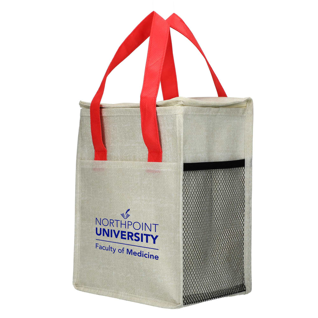Ares Recycled Non-Woven Cooler for 12 Cans Full Color - Red - Left Angle