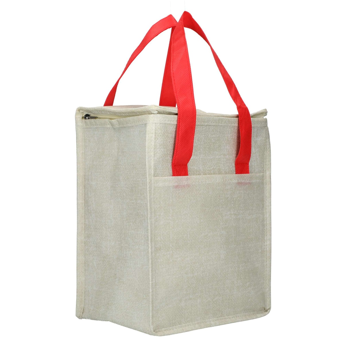Ares Recycled Non-Woven Cooler for 12 Cans Full Color - Red - Right Angle 2