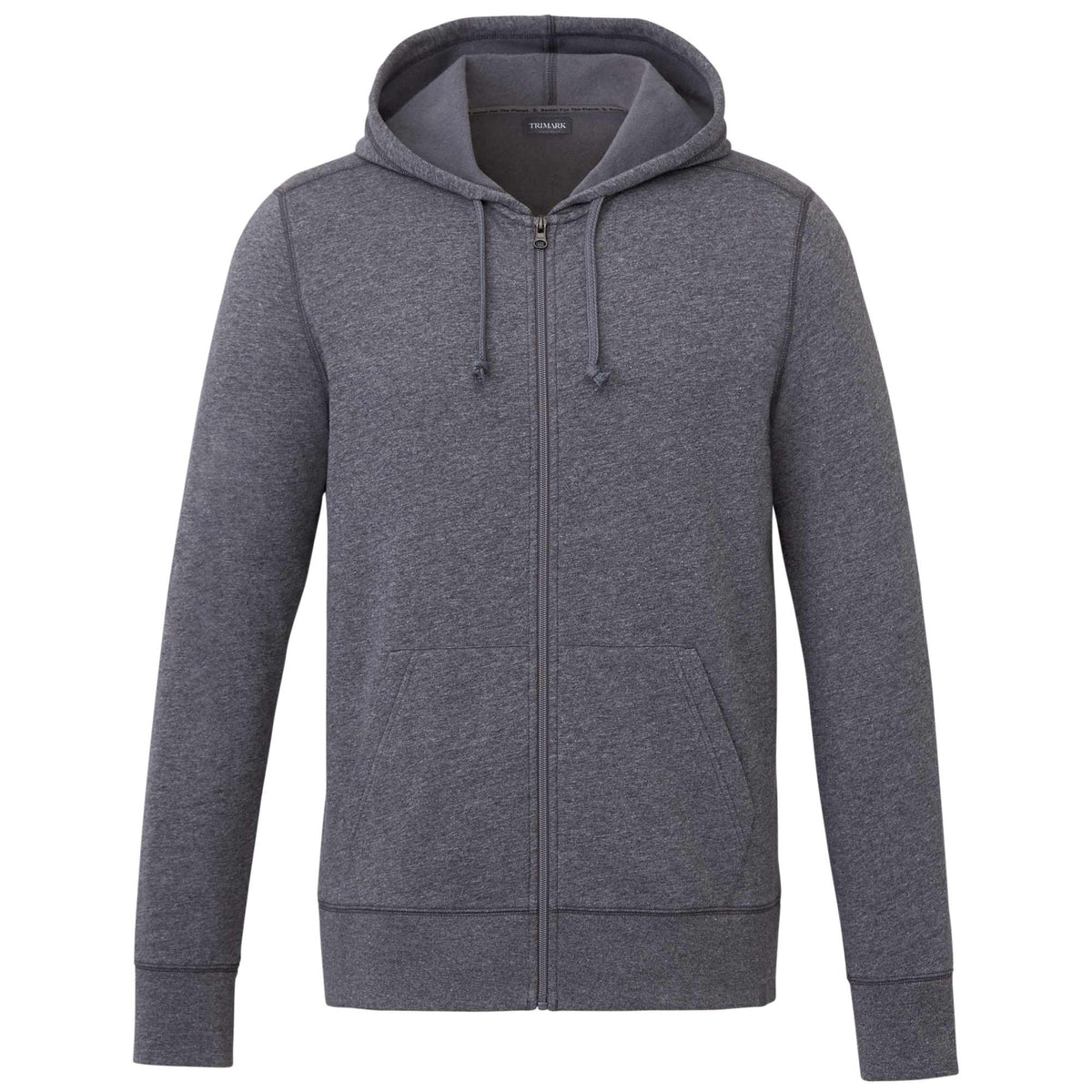 Argus Eco Fleece Full Zip Hoodie for Men Embroidery - Heather Dark Charcoal - Front
