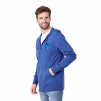 Argus Eco Fleece Full Zip Hoodie for Men Transfer - New Royal Heather - Left Angle On Model