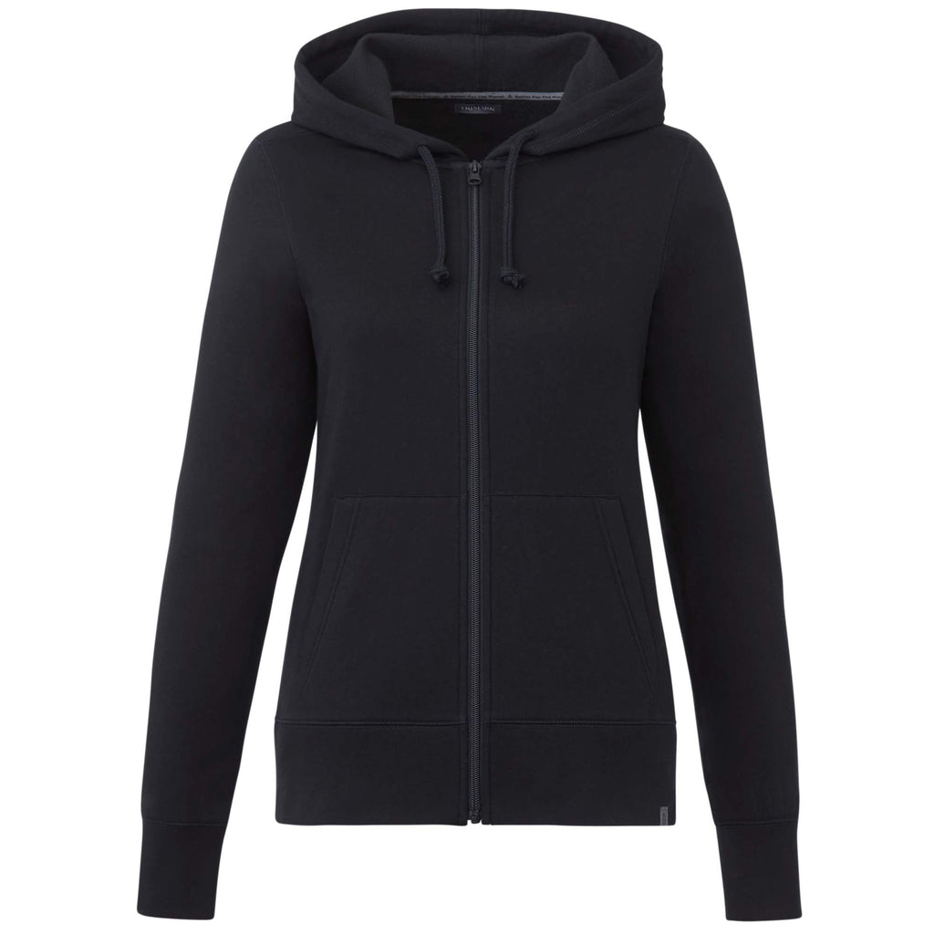 Argus Eco Fleece Full Zip Hoodie for Women Embroidery - Black - Front