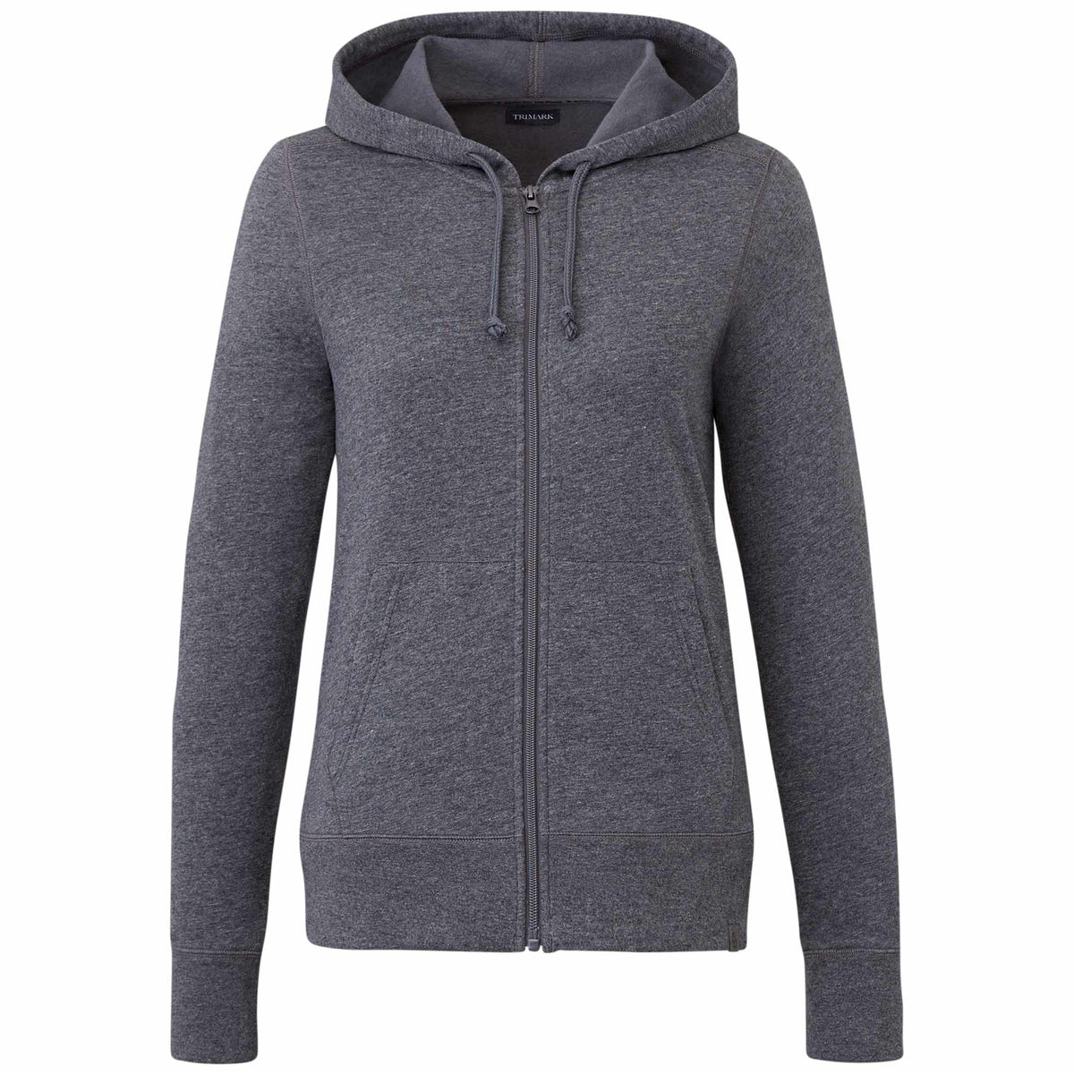 Argus Eco Fleece Full Zip Hoodie for Women Embroidery - Heather Dark Charcoal - Front