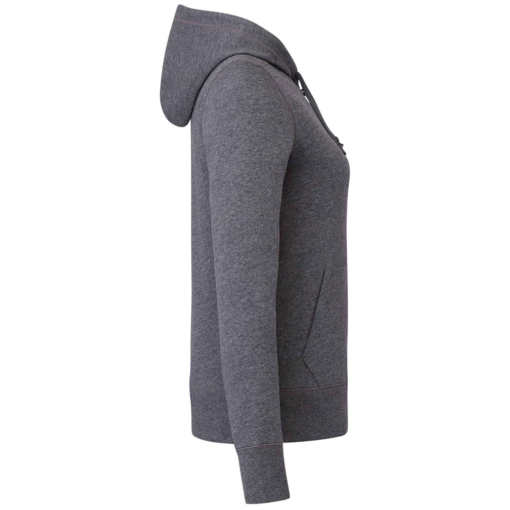 Argus Eco Fleece Full Zip Hoodie for Women Embroidery - Heather Dark Charcoal - Right Side